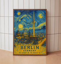 Berlin Travel Print, Berlin Poster, Unique Wallart Decor, Berlin Black and White Coordinates Home Decor, Germany Berlin Van Gogh Style Wallart