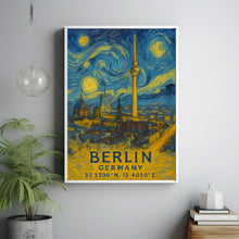 Berlin Travel Print, Berlin Poster, Unique Wallart Decor, Berlin Black and White Coordinates Home Decor, Germany Berlin Van Gogh Style Wallart