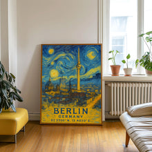 Berlin Travel Print, Berlin Poster, Unique Wallart Decor, Berlin Black and White Coordinates Home Decor, Germany Berlin Van Gogh Style Wallart