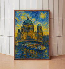 Berlin Travel Print, Berlin Poster, Unique Wallart Decor, Berlin Black and White Coordinates Home Decor, Germany Berlin Van Gogh Style Wallart1