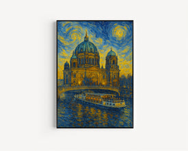 Berlin Travel Print, Berlin Poster, Unique Wallart Decor, Berlin Black and White Coordinates Home Decor, Germany Berlin Van Gogh Style Wallart1