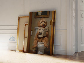 Bernedoodle Dog on Toilet Art Print, Funny Pet Portrait, Bathroom Decor, Dog in Bathroom Art, Dog Dad Gift, Dog Lover Gifts 1840151379