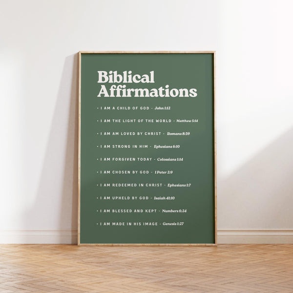 Bible Affirmations Poster Sage Green Christian Wall Art (Digital Download) 1893556105