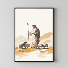 Biblical Inspiration Jesus with a White Lamb in the Desert – Christian Art Print