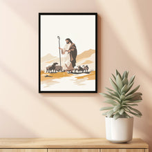 Biblical Inspiration Jesus with a White Lamb in the Desert – Christian Art Print