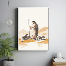 Biblical Inspiration Jesus with a White Lamb in the Desert – Christian Art Print