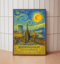 Birmingham Poster Print, Birmingham Travel Poster, Birmingham Van Gogh Style Wall Art, Birmingham, United Kingdom