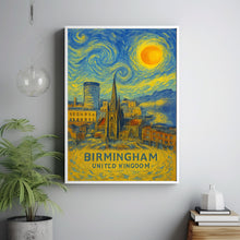 Birmingham Poster Print, Birmingham Travel Poster, Birmingham Van Gogh Style Wall Art, Birmingham, United Kingdom