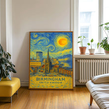 Birmingham Poster Print, Birmingham Travel Poster, Birmingham Van Gogh Style Wall Art, Birmingham, United Kingdom