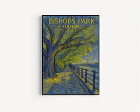 Bishops Park Fulham Poster, London Travel Poster, London Park Print, Hammersmith, Wall Art Print Gift, River Thames, Hurlingham, Battersea