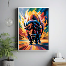 Bison Vibrant Abstract Oil Painting Canvas Print Bold Wildlife Wall Art Rustic Western Decor