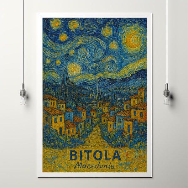 Bitola Travel Print Wall Art, Bitola - Macedonia City Print, Bitola Travel Gift, Bitola City Poster, Van Gogh style Travel Gift, Wall Art