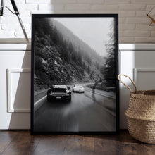 Black and White Porsche Poster Mountain Road Racing Photography Print 4373665624