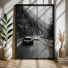 Black and White Porsche Poster Mountain Road Racing Photography Print 4373665624