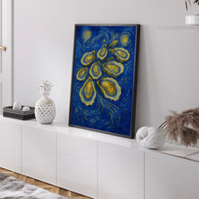 Blue Oyster Shell Poster, Abstract Coastal Beach House Art, Colorful Summer Kitchen Decor, Dining Room Poster, Kitchen print, Seafood Print
