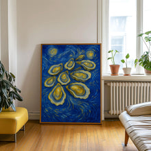 Blue Oyster Shell Poster, Abstract Coastal Beach House Art, Colorful Summer Kitchen Decor, Dining Room Poster, Kitchen print, Seafood Print