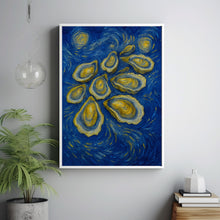 Blue Oyster Shell Poster, Abstract Coastal Beach House Art, Colorful Summer Kitchen Decor, Dining Room Poster, Kitchen print, Seafood Print