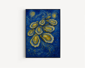 Blue Oyster Shell Poster, Abstract Coastal Beach House Art, Colorful Summer Kitchen Decor, Dining Room Poster, Kitchen print, Seafood Print