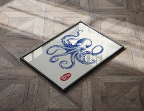 Blue octopus Print, Japanese wall art Print, Vintage Print, Trendy Wall Art, Aesthetic Wall Art, Octopus Poster, Japanese Print, Gift Idea 1829031948