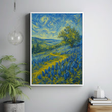 Bluebonnet Field Wall Art Blue Bonnet Flower   Wall Art, Vintage Rustic Antique Farmhouse