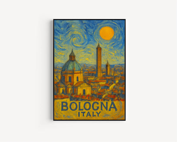 Bologna Poster Print, Bologna Travel Poster, Bologna Van Gogh Style Wall Art, Bologna, Italy