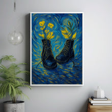 Boots With Flowers Print - Grunge Art, Badass, Rock n Roll, Female Power, Doc Marten Inspired, Line Art Flowers, Alternative Fashion, Home