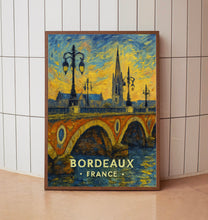 Bordeaux France Poster – Pont de Pierre, Gothic Cathedral, Romantic Cityscape, Vintage Travel Art