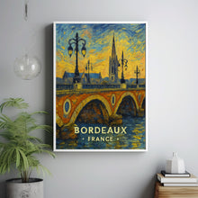 Bordeaux France Poster – Pont de Pierre, Gothic Cathedral, Romantic Cityscape, Vintage Travel Art