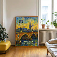 Bordeaux France Poster – Pont de Pierre, Gothic Cathedral, Romantic Cityscape, Vintage Travel Art