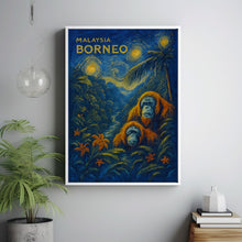 Borneo Travel Poster - Malaysia Wall Art Print, Illustration Poster, Home & Office decor, Gift idea, Orangutan Travel print, jungle print