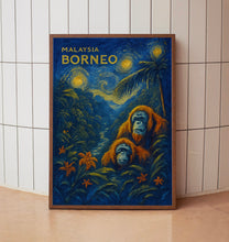 Borneo Travel Poster - Malaysia Wall Art Print, Illustration Poster, Home & Office decor, Gift idea, Orangutan Travel print, jungle print