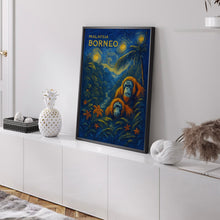 Borneo Travel Poster - Malaysia Wall Art Print, Illustration Poster, Home & Office decor, Gift idea, Orangutan Travel print, jungle print