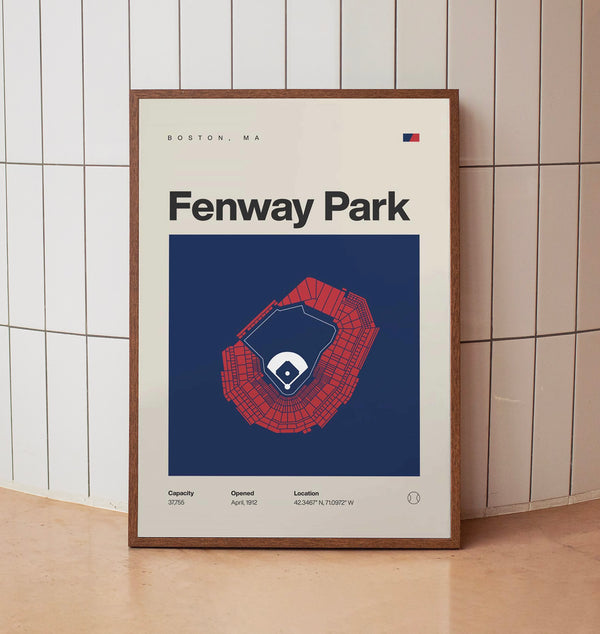 Boston Ballpark Poster, Fenway Park Stadium Print, Mid Century Modern Baseball Poster,-DW7YX2