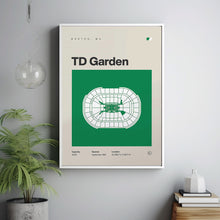 Boston Celtics Poster, TD Garden Stadium Print, Mid Century Modern Basketball Poster, S-29JFJG