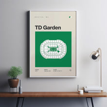 Boston Celtics Poster, TD Garden Stadium Print, Mid Century Modern Basketball Poster, S-29JFJG