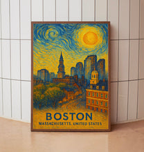 Boston Poster Print, Boston Travel Poster, Boston Van Gogh Style Wall Art, Boston, Massachusetts, United States