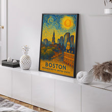 Boston Poster Print, Boston Travel Poster, Boston Van Gogh Style Wall Art, Boston, Massachusetts, United States