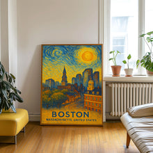 Boston Poster Print, Boston Travel Poster, Boston Van Gogh Style Wall Art, Boston, Massachusetts, United States
