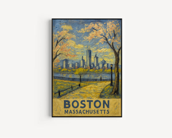 Boston Travel Poster, Boston City Travel Poster, Boston Travel Wall Art, City Skyline Artwork, Boston Massachusetts Travel Poster