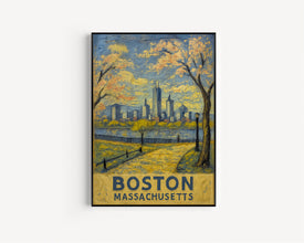 Boston Travel Poster, Boston City Travel Poster, Boston Travel Wall Art, City Skyline Artwork, Boston Massachusetts Travel Poster