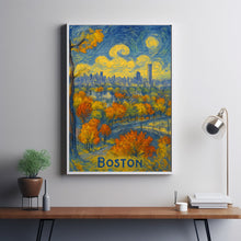 Boston, USA Anime Style Art, Cityscape Canvas, Poster, Anime City Art, Urban Landscape Art, Autumn in Boston, American City Print