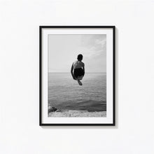 Boy Jumping into the Water Print, Beach Swimming Black and White Wall Art, Vintage Print, Photography Prints, Museum Quality Photo Art Print 1620778685