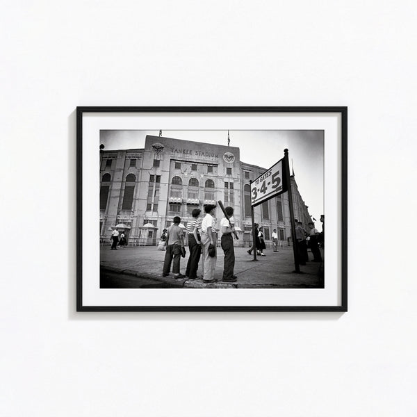 Boys Staring at Yankee Stadium Print, Baseball Black and White Wall Art, Vintage Print, Photography Prints, Museum Quality Photo Print 1606605112