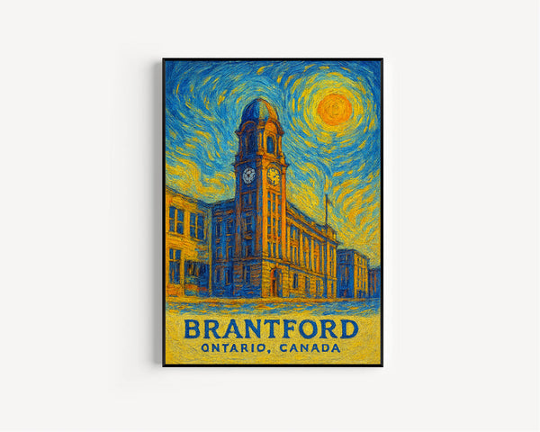 Brantford Poster Print, Brantford Travel Poster, Brantford Van Gogh Style Wall Art, Brantford, Ontario, Canada