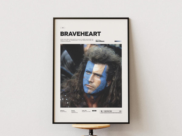 Braveheart Poster, Mel Gibson in Braveheart Film Poster Print, Scottish Warrior William Wallace Poster Print, Iconic Movie Wall Decor 1886123160