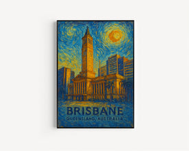 Brisbane Poster Print, Brisbane Travel Poster, Brisbane Van Gogh Style Wall Art, Brisbane, Queensland, Australia