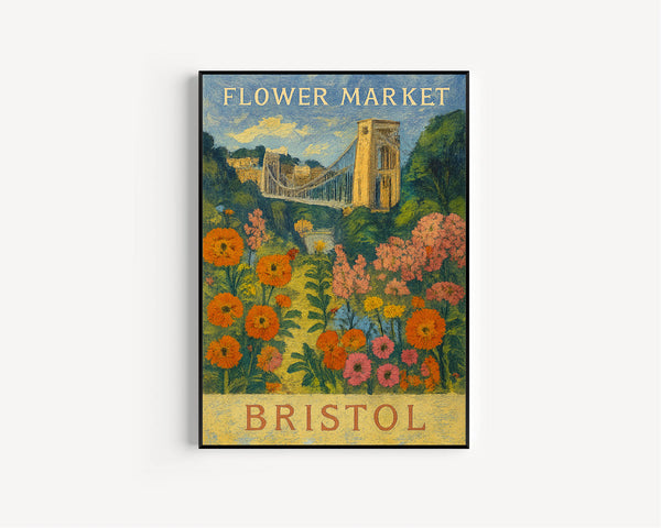 Bristol Flower Market Poster, Wall Decor, England Floral Illustration, Botanical Gallery Wall Art, Gift For Friend, Travel Poster, Modern