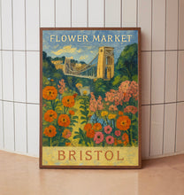 Bristol Flower Market Poster, Wall Decor, England Floral Illustration, Botanical Gallery Wall Art, Gift For Friend, Travel Poster, Modern