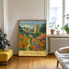 Bristol Flower Market Poster, Wall Decor, England Floral Illustration, Botanical Gallery Wall Art, Gift For Friend, Travel Poster, Modern