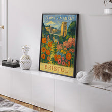 Bristol Flower Market Poster, Wall Decor, England Floral Illustration, Botanical Gallery Wall Art, Gift For Friend, Travel Poster, Modern